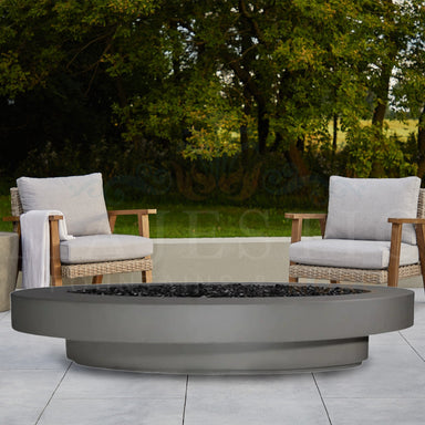 Midway Oval Low Fire Table in GFRC Concrete by Archpot - Majestic Fountains