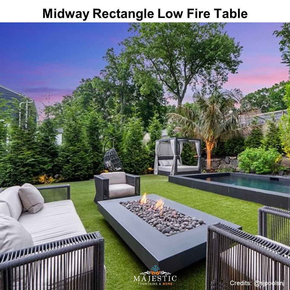 Midway Rectangle Low Fire Table by Archpot - Majestic Fountains and More.