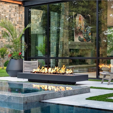 Midway Slim Rectangle Fire Table in GFRC Concrete - Majestic Fountains and More