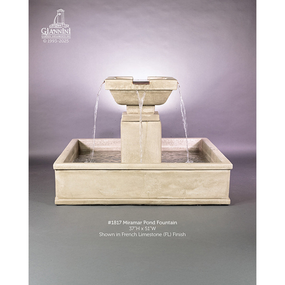 Miramar 4 way spill fountain with Square basin -1817 - Majestic Fountains