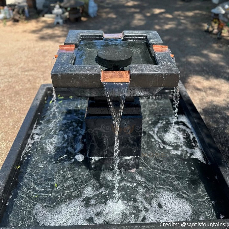 Miramar 4 way spill fountain with Square basin -1817- Majestic Fountains and More