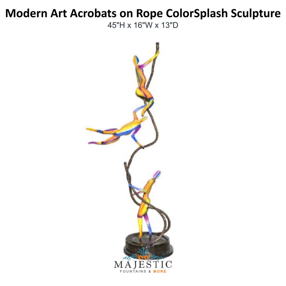 Modern Art Acrobats on Rope ColorSplash Sculpture - Majestic Fountains & More