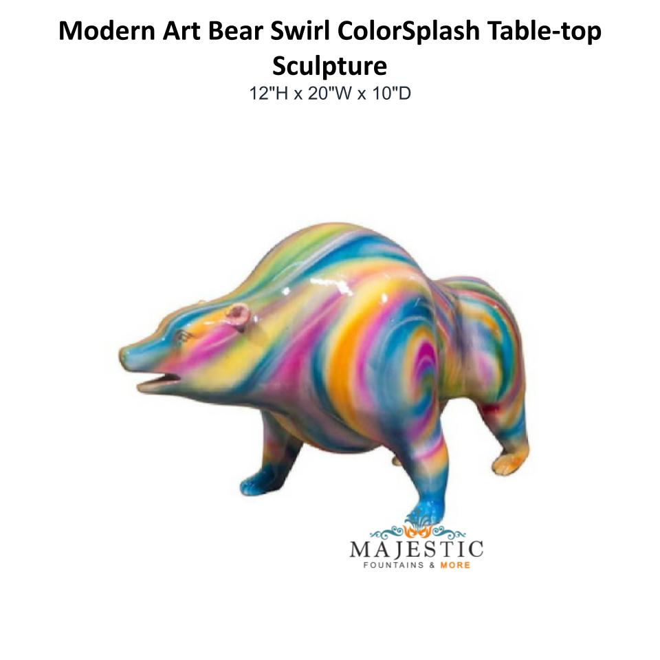 Modern Art Bear Swirl ColorSplash Table-top Sculpture - Majestic Fountains & More
