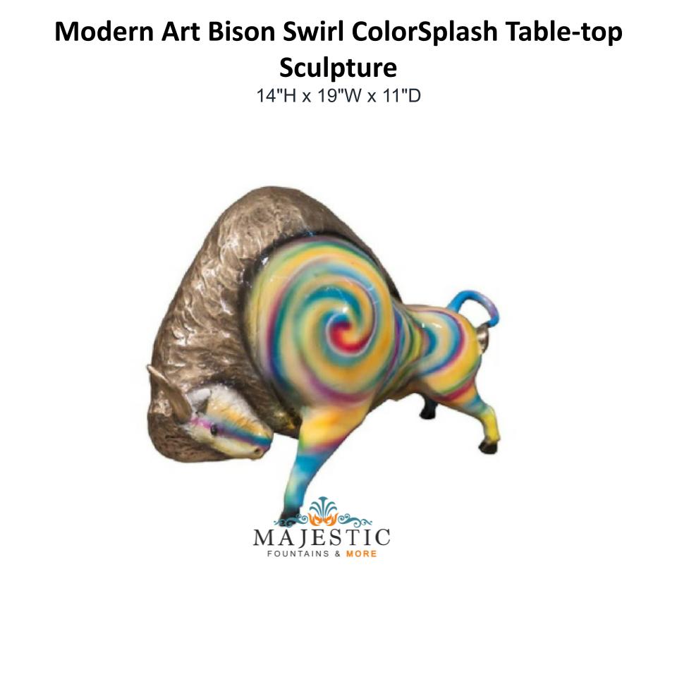Modern Art Bison Swirl ColorSplash Table-top Sculpture - Majestic Fountains & More