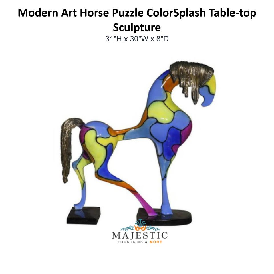 Modern Art Horse Puzzle ColorSplash Table-top Sculpture - Majestic Fountains & More