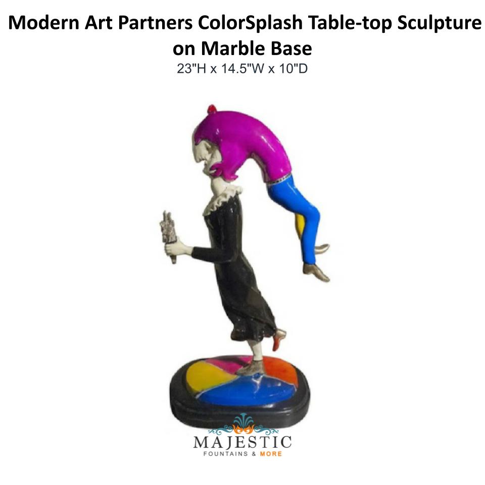 Modern Art Partners ColorSplash Table-top Sculpture on Marble Base - Majestic Fountains & More