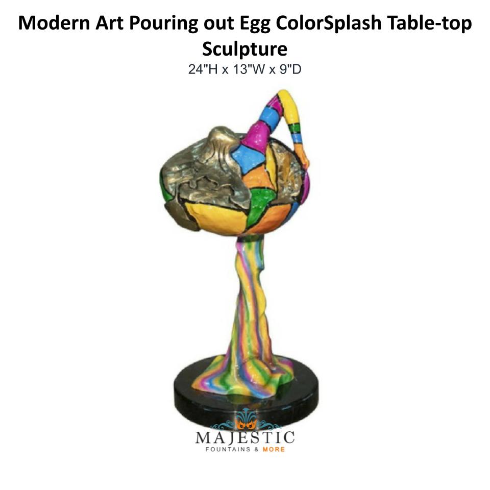 Modern Art Pouring out Egg ColorSplash Table-top Sculpture - Majestic Fountains & More