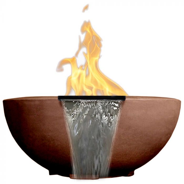 Moderno 2 Fire & Water Bowl in GFRC Concrete by Prism Hardscapes - Majestic Fountains
