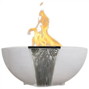 Moderno 2 Fire & Water Bowl in GFRC Concrete by Prism Hardscapes - Majestic Fountains and More.