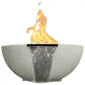 Moderno 2 Fire & Water Bowl in GFRC Concrete by Prism Hardscapes - Majestic Fountains and More.