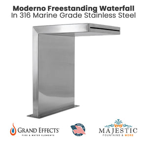 Moderno Freestanding Waterfall in Stainless Steel by Grand Effects - Majestic Fountains and More