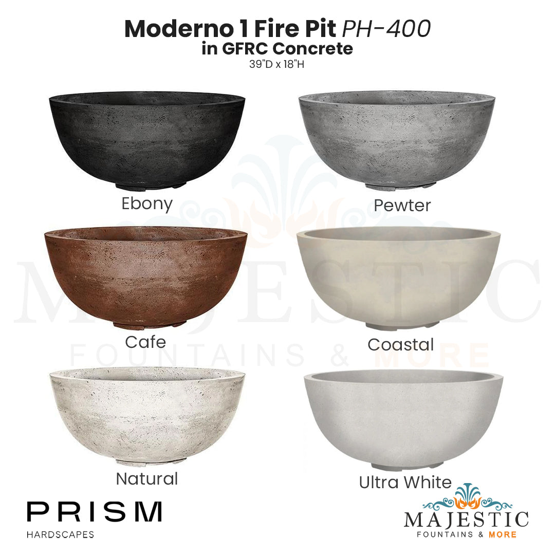 Moderno 1 Fire Pit PH-400 in GFRC Concrete by Prism Hardscapes- Majestic Fountains and More
