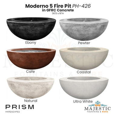 Moderno 5 Fire Pit PH-426 in GFRC Concrete by Prism Hardscapes- Majestic Fountains and More