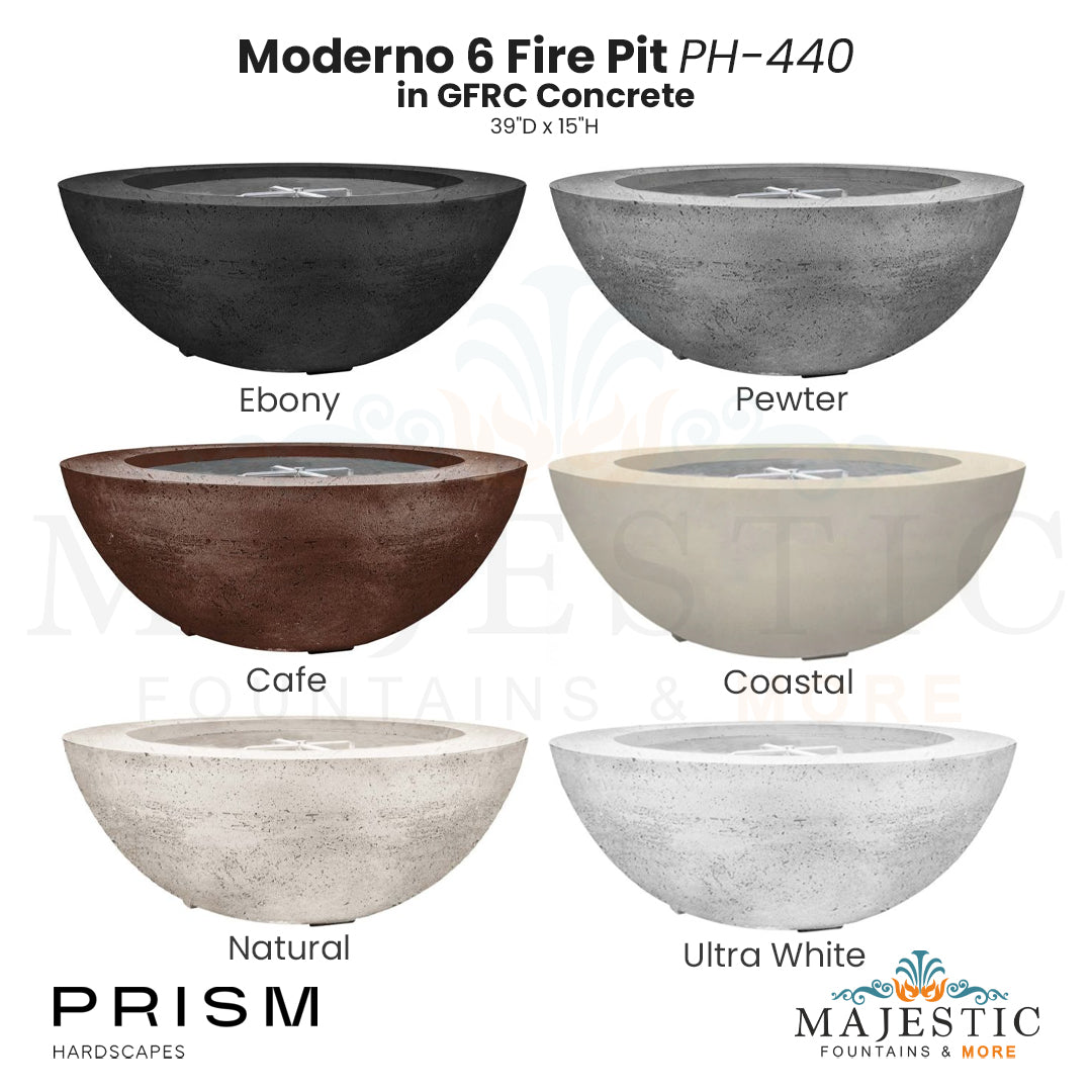 Moderno 6 Fire Pit PH-440 in GFRC Concrete by Prism Hardscapes - Majestic Fountains and More