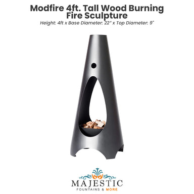 Modfire 4ft. Tall Wood Burning Fire Sculpture - MF01WB - Majestic Fountains