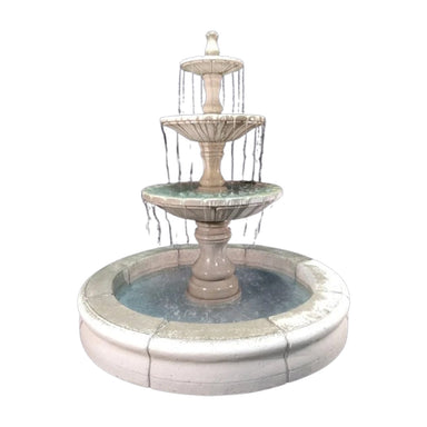 Monaco 3 Tier Fountain with Fiore Basin in Cast Stone - Majestic Fountains.jpg