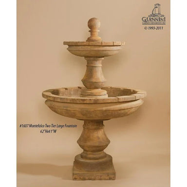 Montefalco Concrete 2 Tier - Large 5ft Tall - Outdoor Courtyard Fountain - 1607 - Majestic Fountains