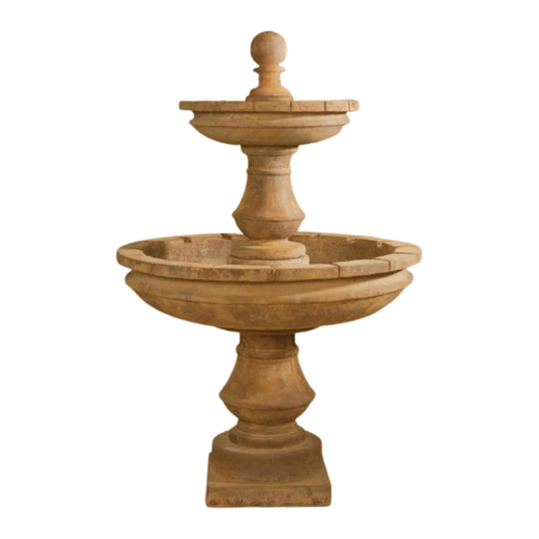 Montefalco Concrete 2 Tier - Large 5ft Tall - Outdoor Courtyard Fountain - 1607 - Majestic Fountains