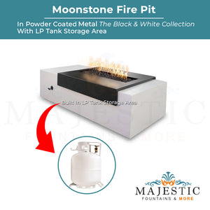 Moonstone Fire Pit in Powder Coated Metal - Black & White Collection - Majestic Fountains