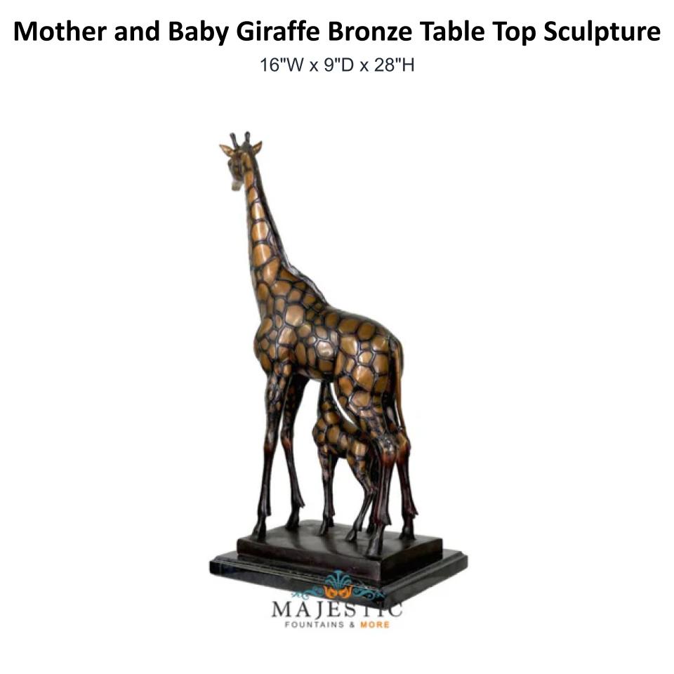 Mother and Baby Giraffe Bronze Table Top Sculpture - Majestic Fountains & More