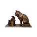 Mouse Hiding From Cat Bronze Table Top Sculpture - Majestic Fountains