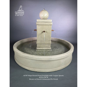 Napa Fountain with Round Basin Kit - with Copper Spouts - 1787 - Majestic Fountains and More