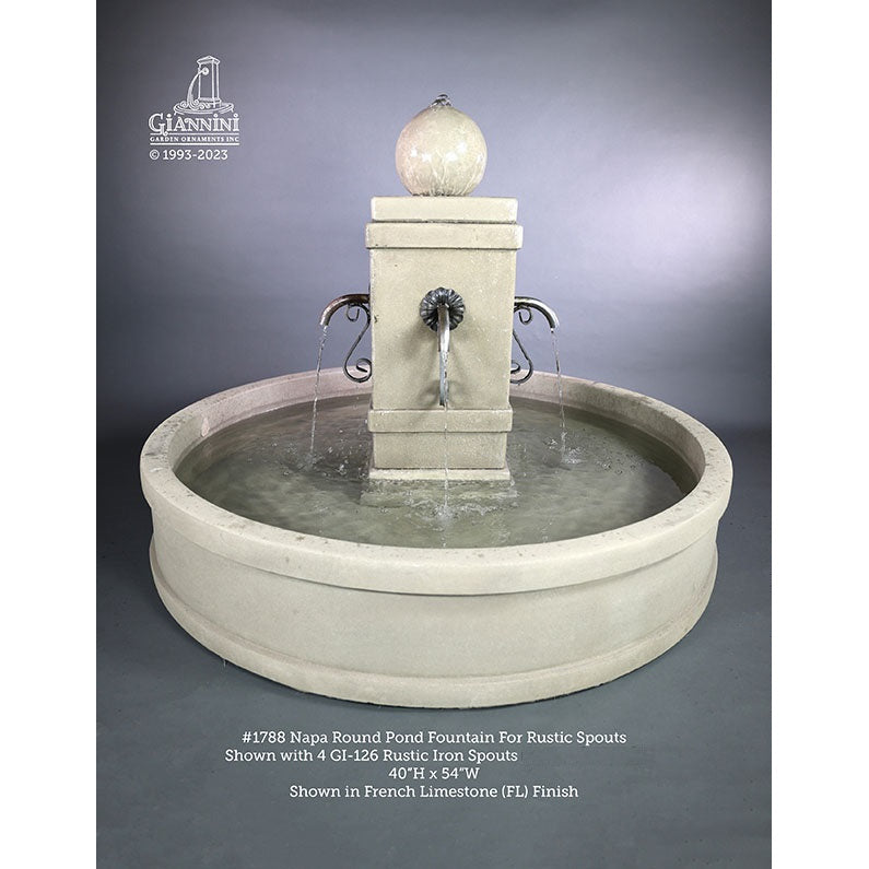 Napa Fountain with Round Basin Kit - with Copper Spouts - 1787 - Majestic Fountains and More