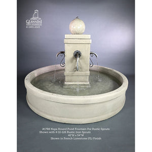 Napa Fountain with Round Basin Kit - with Rustic Iron Spouts - 1788 - Majestic Fountains and More