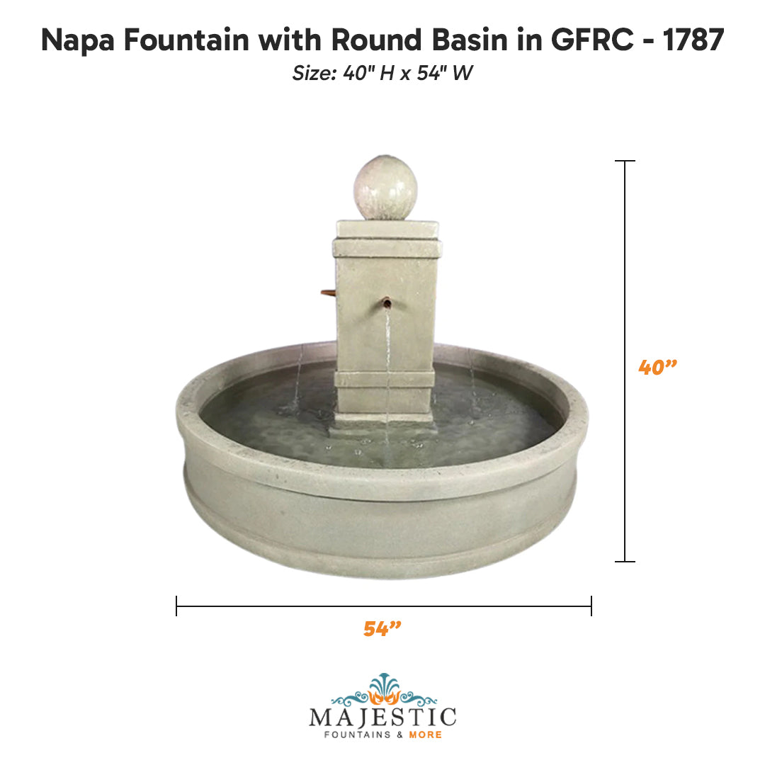Napa Fountain with Round Basin in GFRC - 1787 - Majestic Fountains