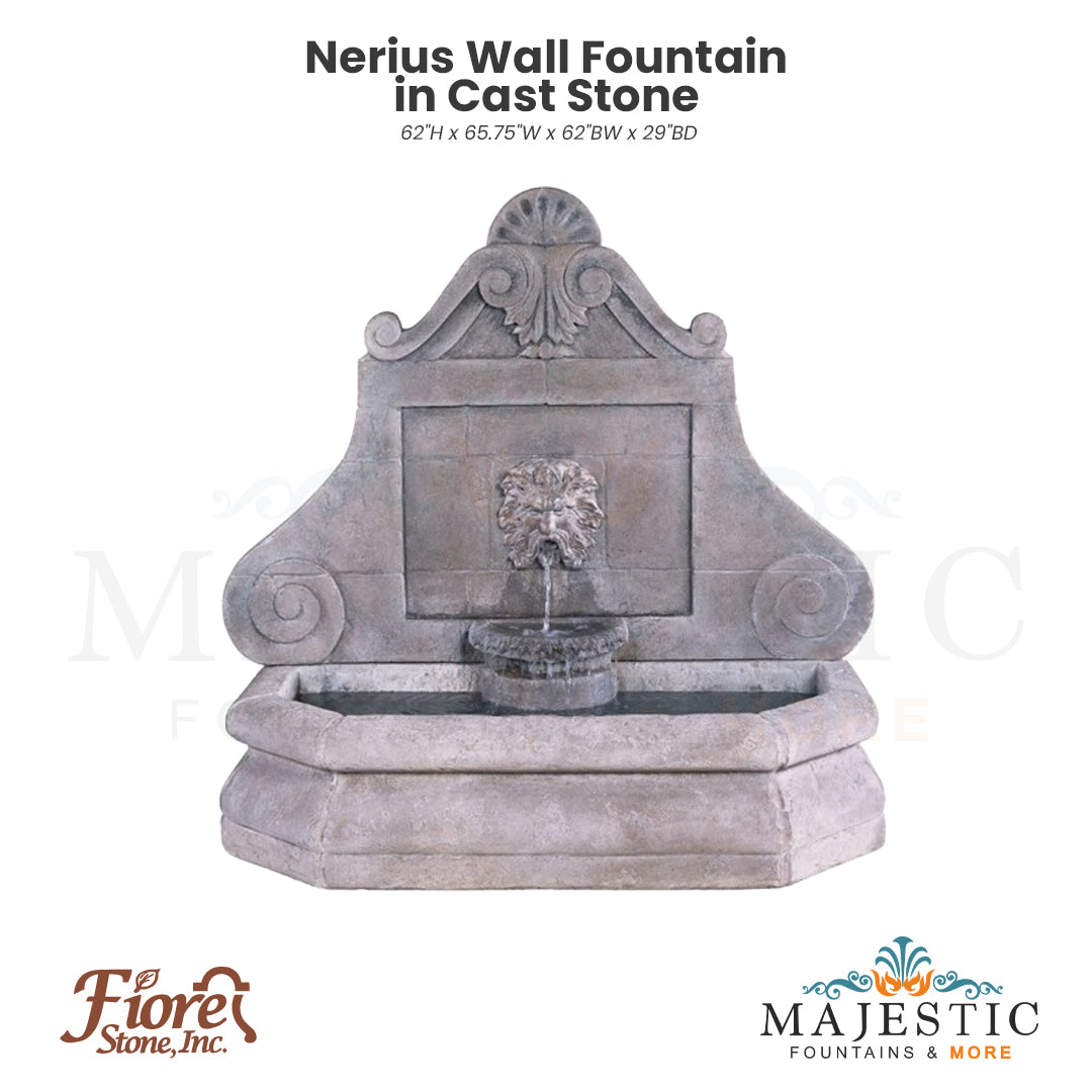 Nerius Wall Fountain in Cast Stone - Fiore Stone 2020-FW - Majestic Fountains