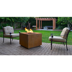 TOP Fires Forma Square Fire Pit in Corton Steel by The Outdoor Plus - Majestic Fountains