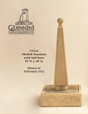Obelisk Outdoor Fountain - 1444 & 1445