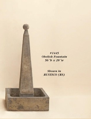 Obelisk Outdoor Fountain - 1444 & 1445