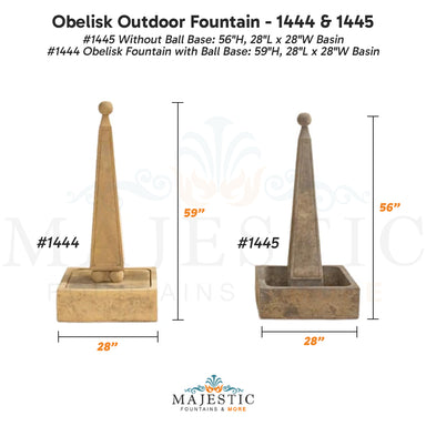 Obelisk Outdoor Fountain - 1444 & 1445 - Majestic Fountains