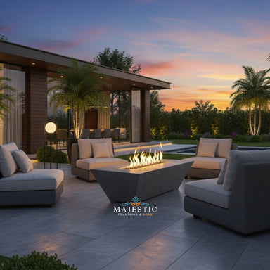 Oblique 24 Tall Rectangular Fire Table in GFRC - Majestic Fountains