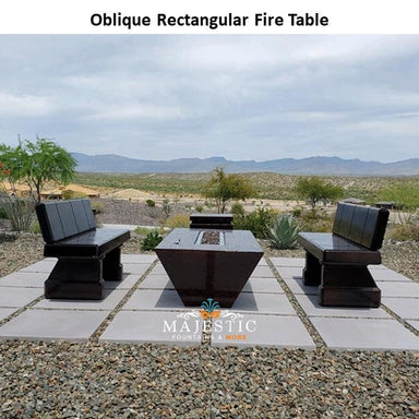 Oblique Rectangular Fire Table in GFRC - Majestic Fountains and More
