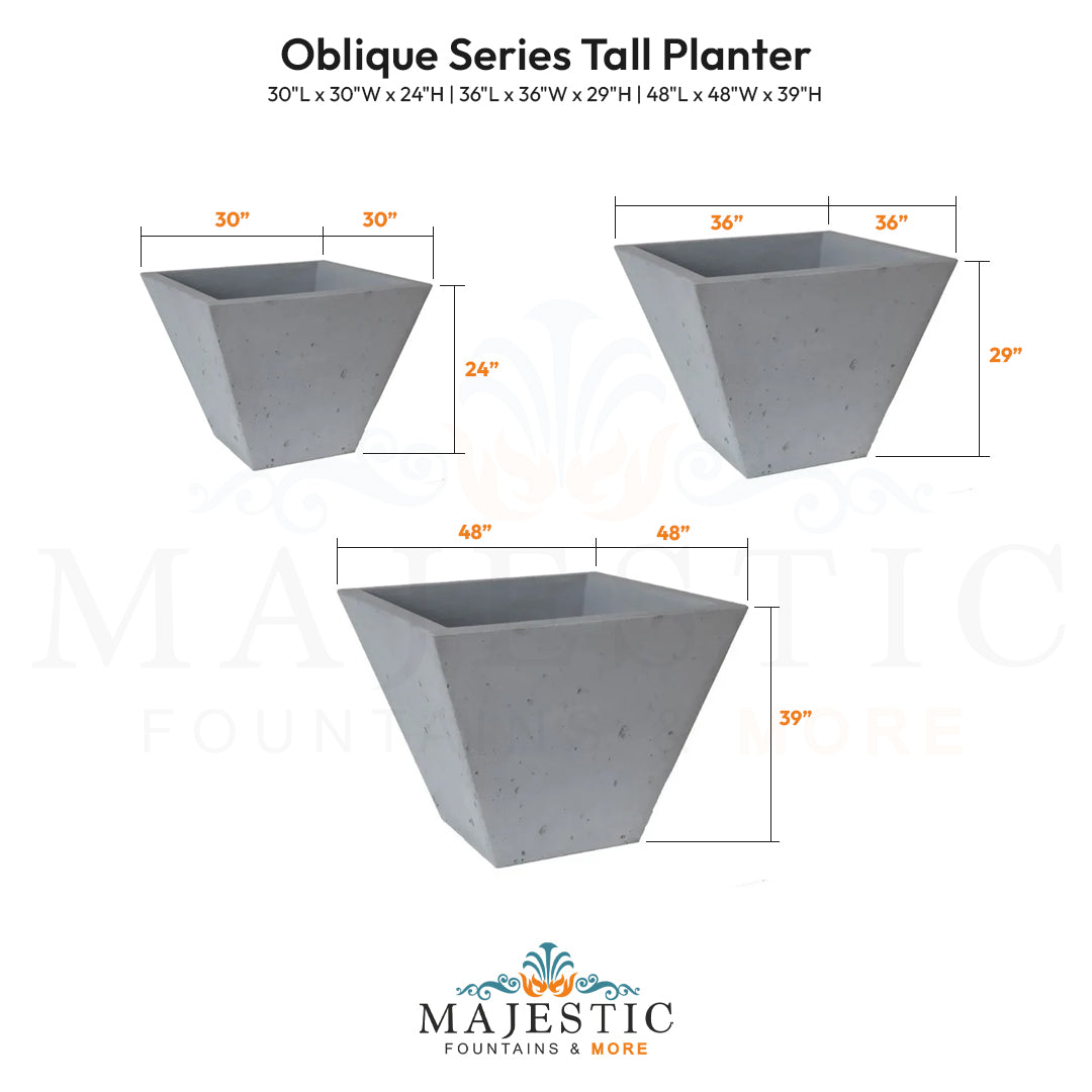 Oblique Series Tall Planter - Majestic Fountains