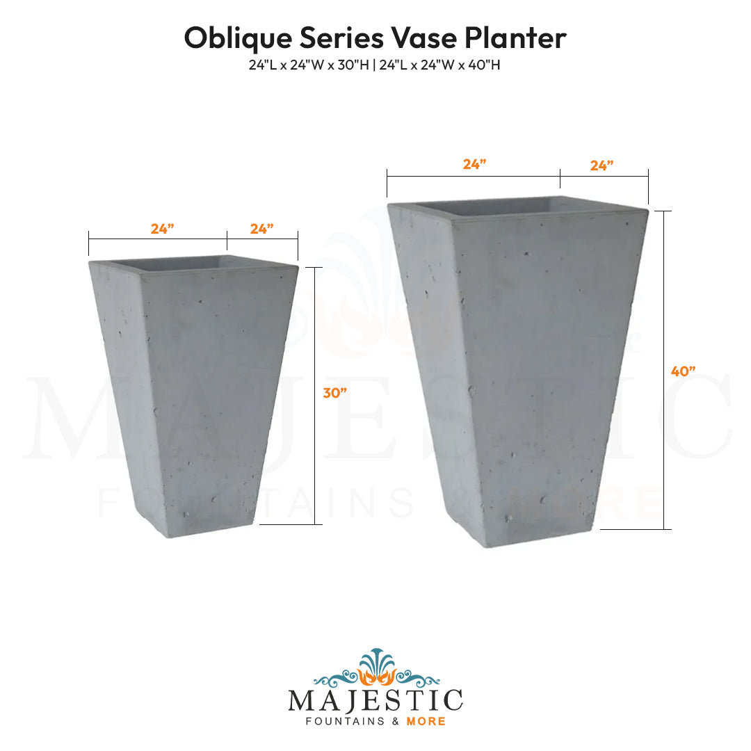 Oblique Series Vase Planter - Majestic Fountains