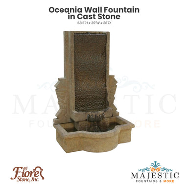 Oceania Wall Fountain in Cast Stone - Fiore Stone LG132-FW - Majestic Fountains