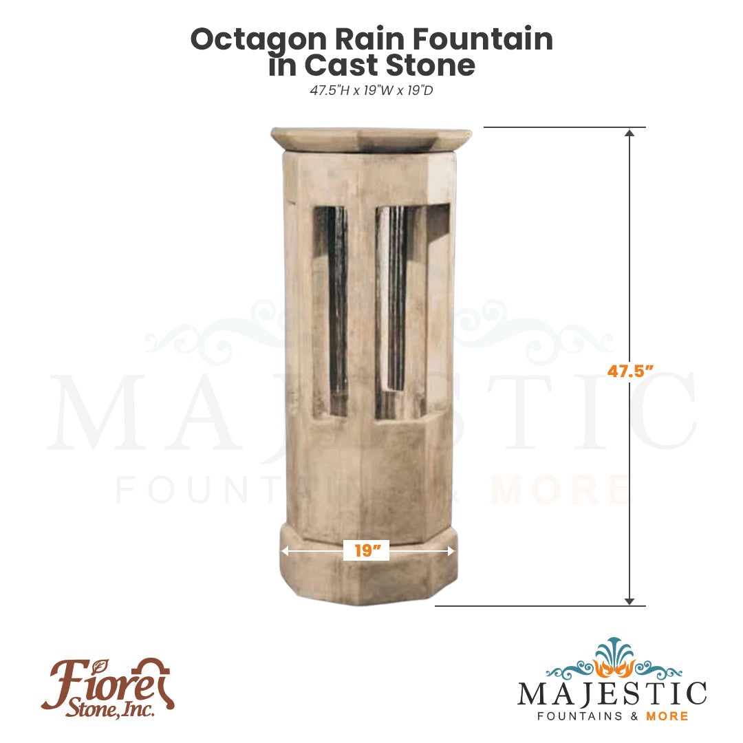 Octagon Rain Fountain in Cast Stone - Fiore Stone 241-F - Majestic Fountains