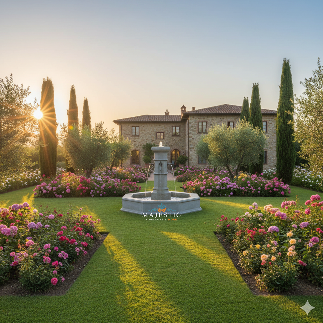Octavius Concrete Outdoor Courtyard Fountain - 1731 - Majestic Fountains