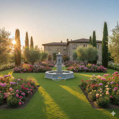 Octavius Concrete Outdoor Courtyard Fountain - 1731 - Majestic Fountains