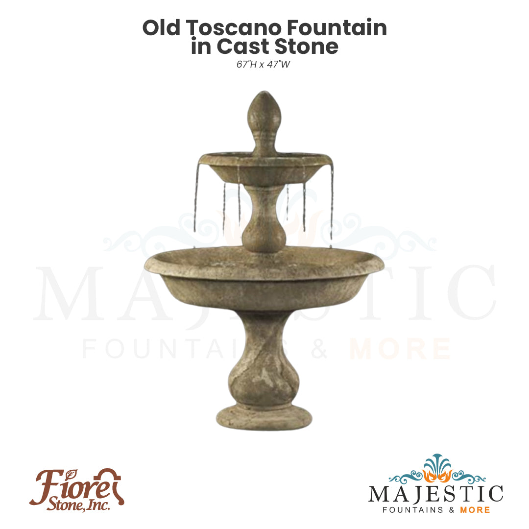 Old Toscano Fountain in Cast Stone by Fiore Stone - Majestic Fountains