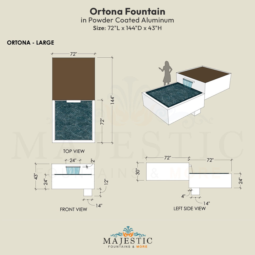 Ortona Fountain in Powder Coated Aluminum - Majestic Fountains