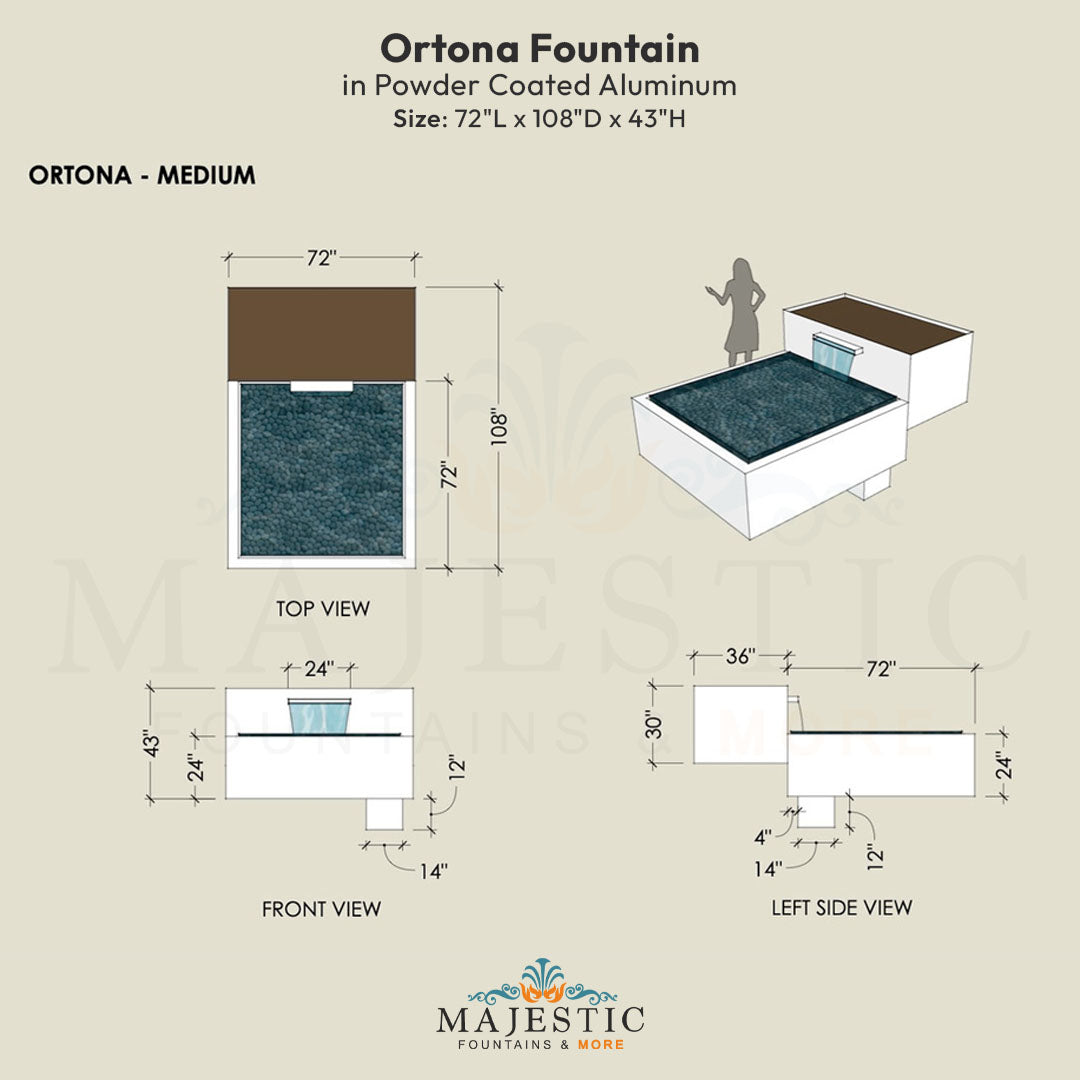 Ortona Fountain in Powder Coated Aluminum - Majestic Fountains