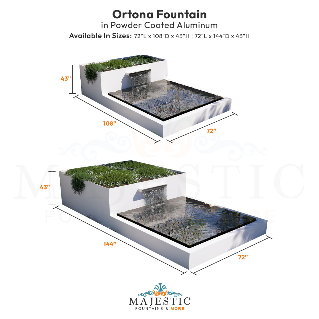 Ortona Fountain in Powder Coated Aluminum Size - Majestic Fountains