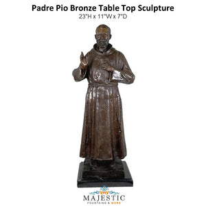 Padre Pio Bronze Table Top Sculpture - Majestic Fountains and More