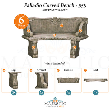 Palladio Curved Bench - 559 - Majestic Fountains