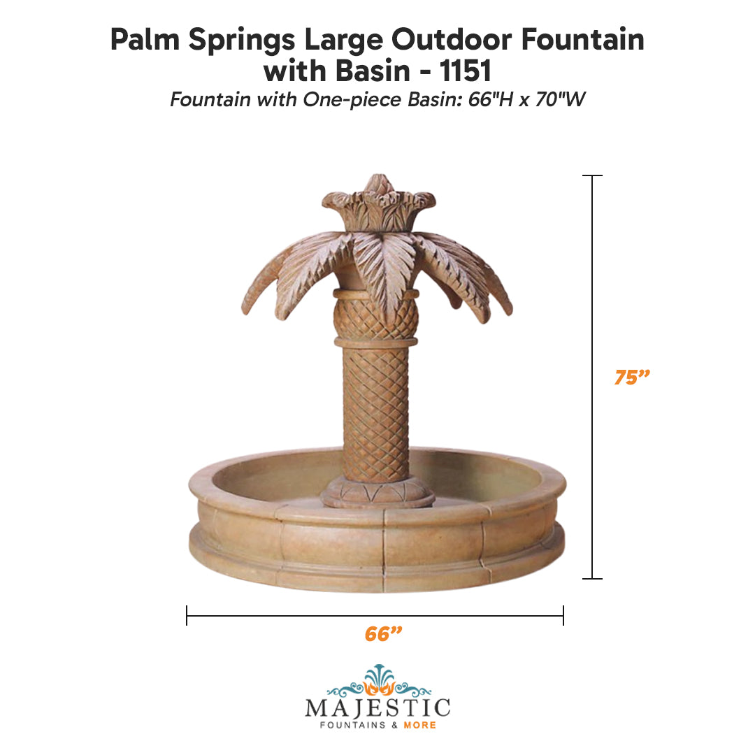 Palm Springs Large Outdoor Fountain with Basin - 1151 - Majestic Fountains