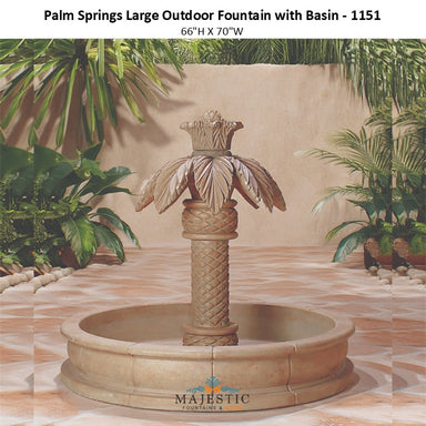 Palm Springs Large Outdoor Fountain with Basin - 1151 - Majestic Fountains and More